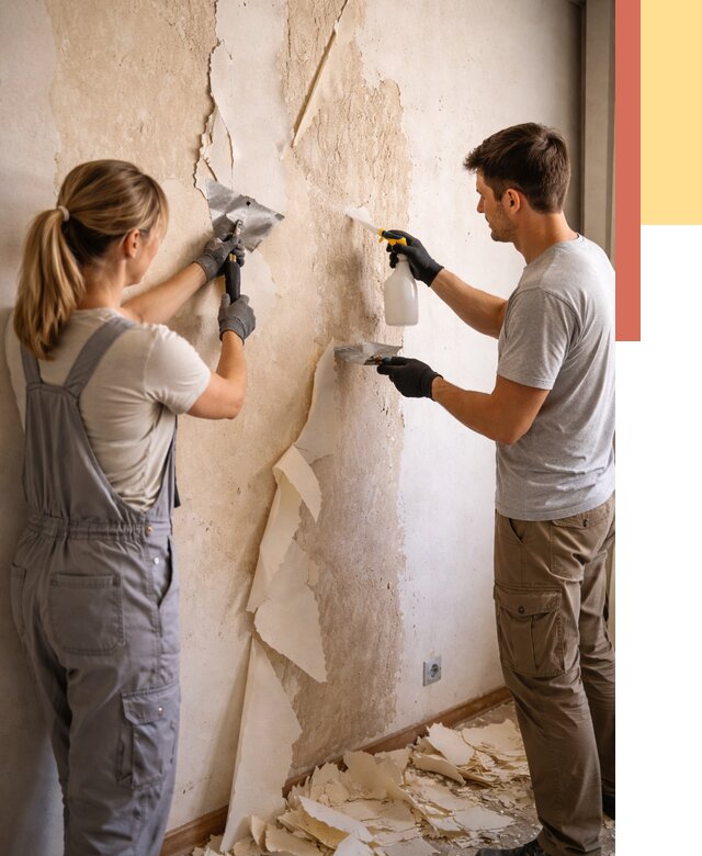 Снятие старых обоев в Краснотурьинске от 5582 руб. под ключ недорого | ОТДЕЛОЧНИК-Кту