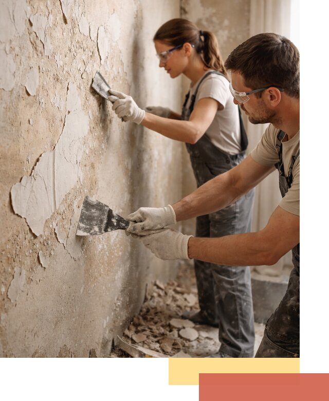 Снятие старой шпаклевки и подготовка поверхностей в Краснотурьинске