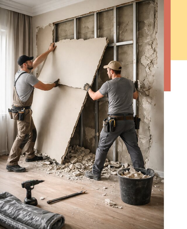 Демонтаж гипсокартона со стен в Краснотурьинске от 372 руб. — услуги демонтажа | ОТДЕЛОЧНИК-Кту