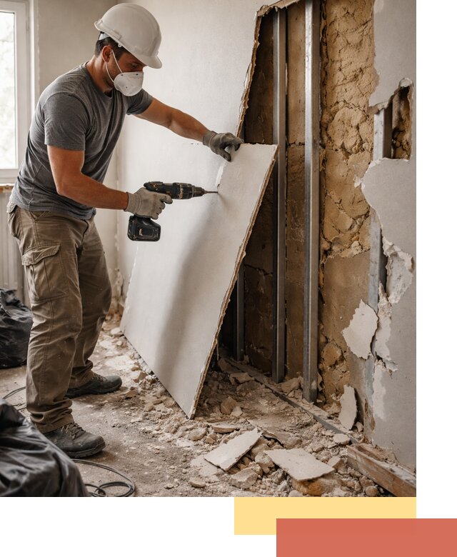 Демонтаж гипсокартона со стен в Краснотурьинске качественно и быстро