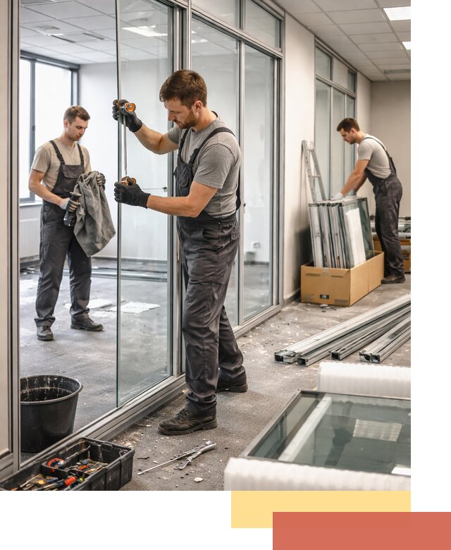 Демонтаж стеклянных перегородок в Краснотурьинске быстро и безопасно