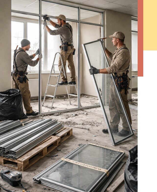 Демонтаж алюминиевых перегородок в Краснотурьинске от 4466 руб. — быстро и недорого | ОТДЕЛОЧНИК-Кту