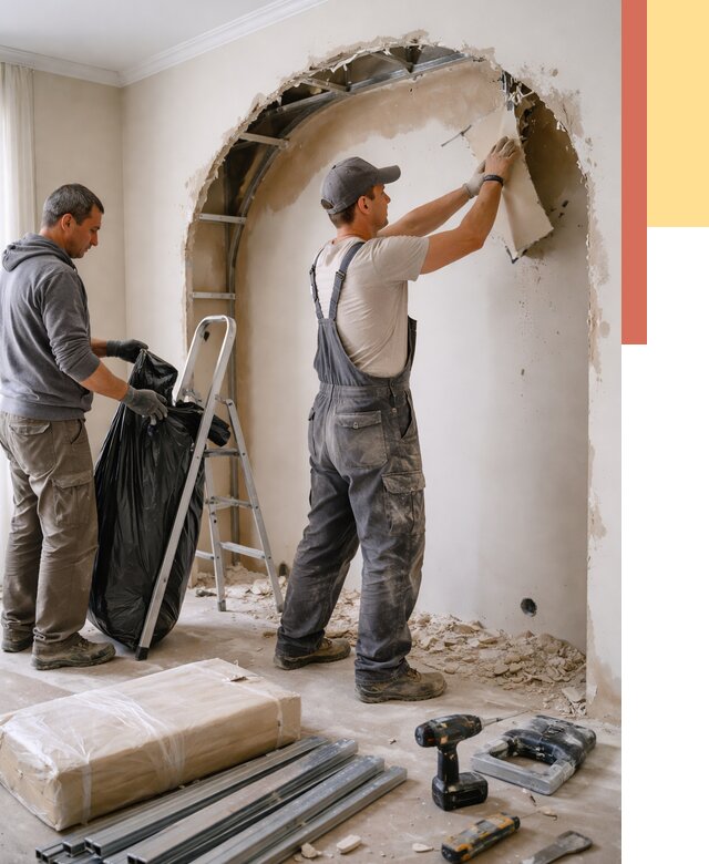 Демонтаж арки из гипсокартона в Краснотурьинске от 3722 руб. — услуги под ключ | ОТДЕЛОЧНИК-Кту