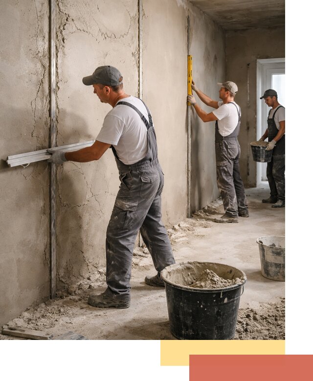 Штукатурка стен по маякам в Краснотурьинске — точная и ровная поверхность