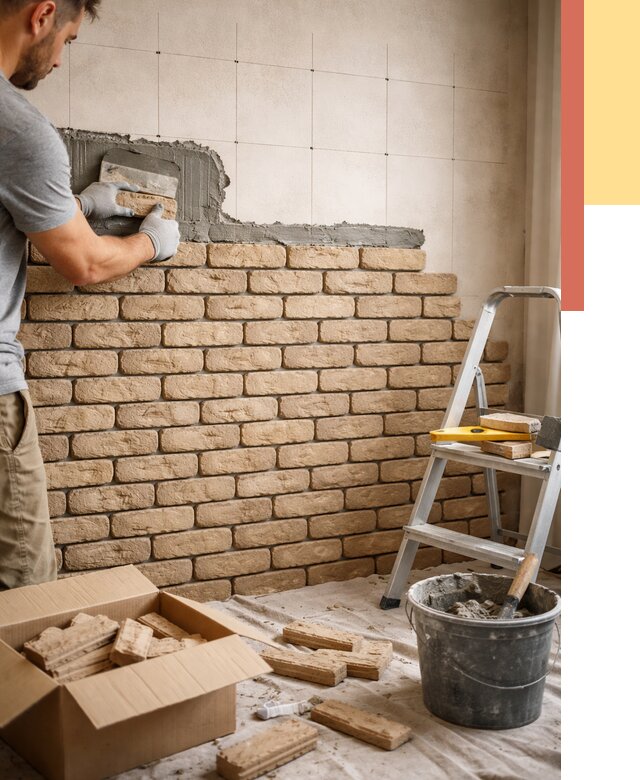 Монтаж декоративного кирпича в Краснотурьинске от 3403 руб./м² — быстро и недорого | ОТДЕЛОЧНИК-Кту