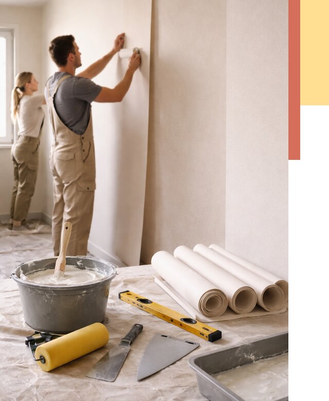 Поклейка бумажных обоев в Краснотурьинске от 5848 руб./м2 — быстро и недорого | ОТДЕЛОЧНИК-Кту