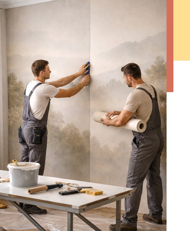 Поклейка фотообоев в Краснотурьинске от 9038 руб/м² — быстро и недорого | ОТДЕЛОЧНИК-Кту