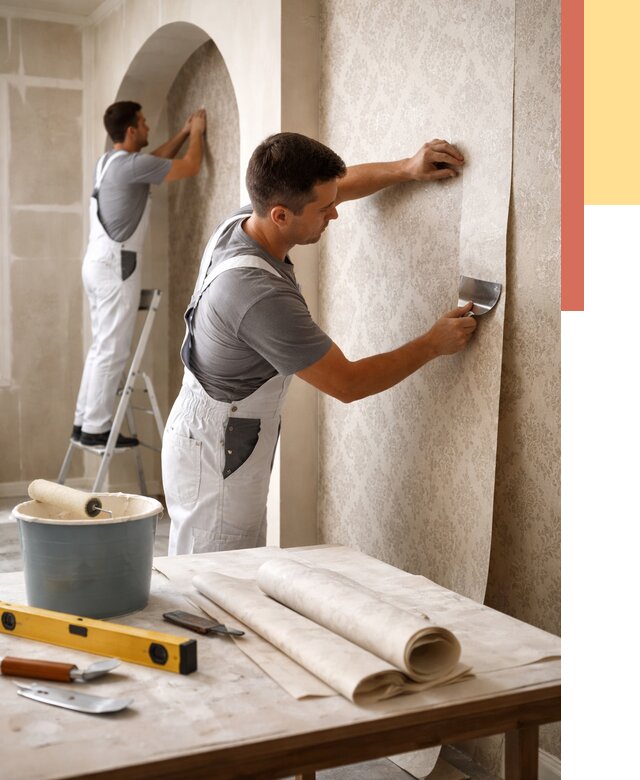 Поклейка обоев на сложные стены в Краснотурьинске от 2977 руб. под ключ | ОТДЕЛОЧНИК-Кту