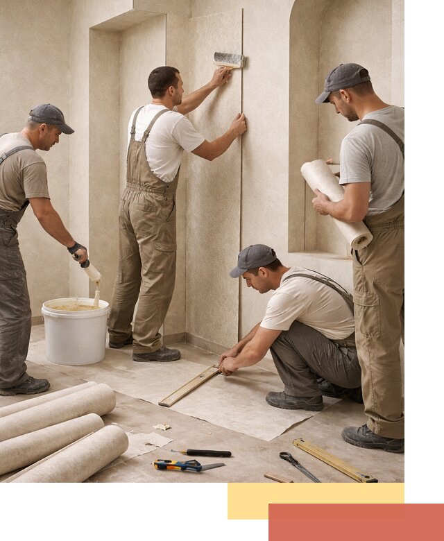 Поклейка обоев на сложные стены и неровные поверхности в Краснотурьинске