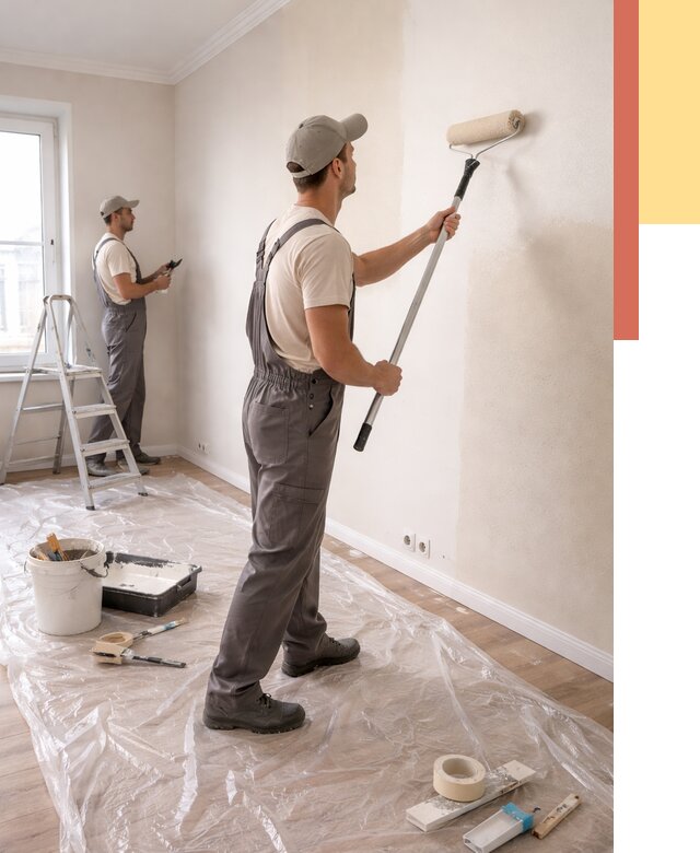 Покраска стен акриловой краской в Краснотурьинске от 3722 руб./м² — быстро и недорого | ОТДЕЛОЧНИК-Кту