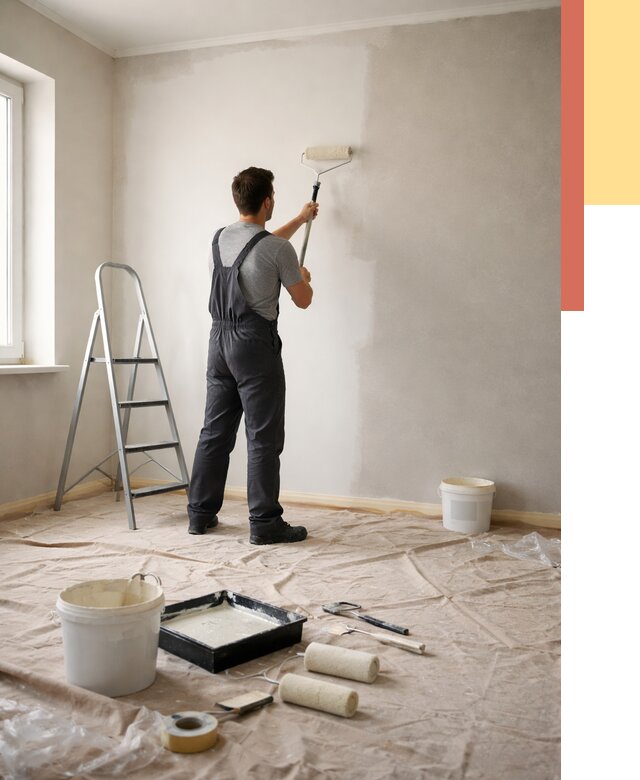 Покраска стен моющейся краской в Краснотурьинске от 372 руб./м² — быстро и недорого | ОТДЕЛОЧНИК-Кту