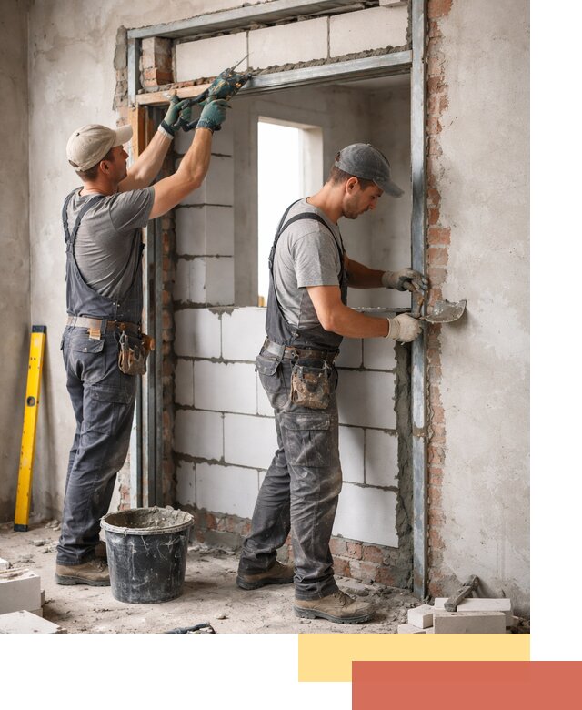 Закладка дверного проема под ключ в Краснотурьинске: демонтаж, монтаж, отделка