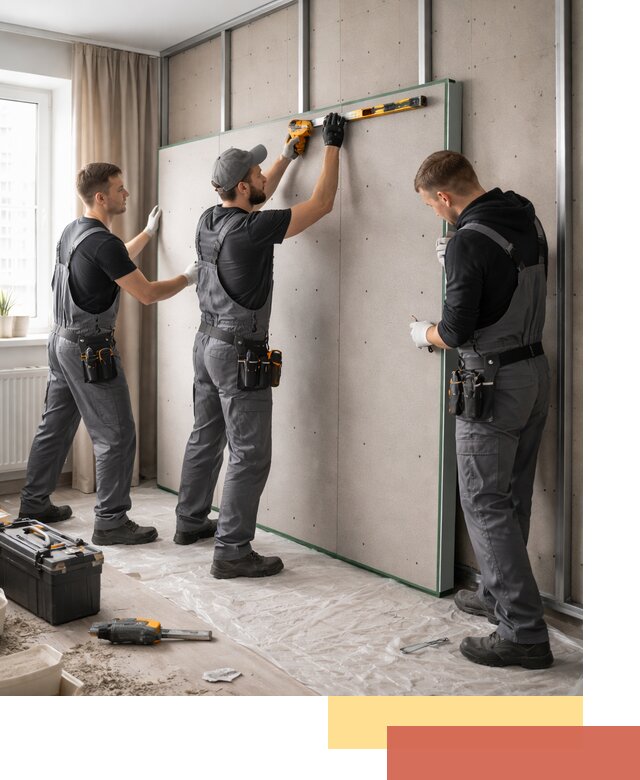 Шумоизоляция стен панелями ЗИПС в Краснотурьинске для жилых и коммерческих помещений