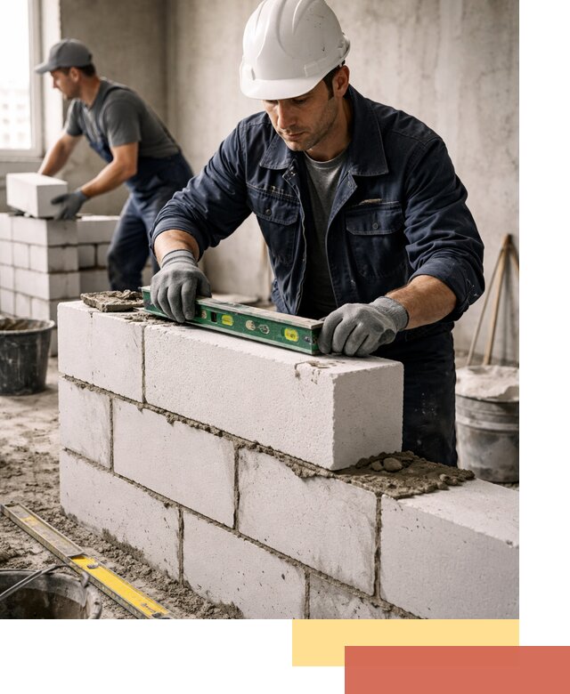 Кладка перегородок из пеноблока под ключ в Краснотурьинске