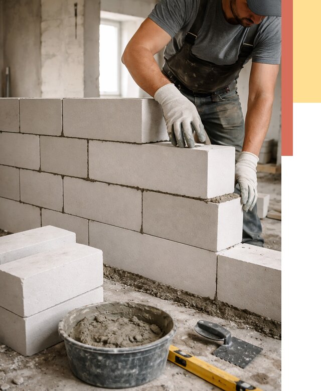 Кладка перегородок из силикатного блока в Краснотурьинске от 4253 руб. под ключ | ОТДЕЛОЧНИК-Кту