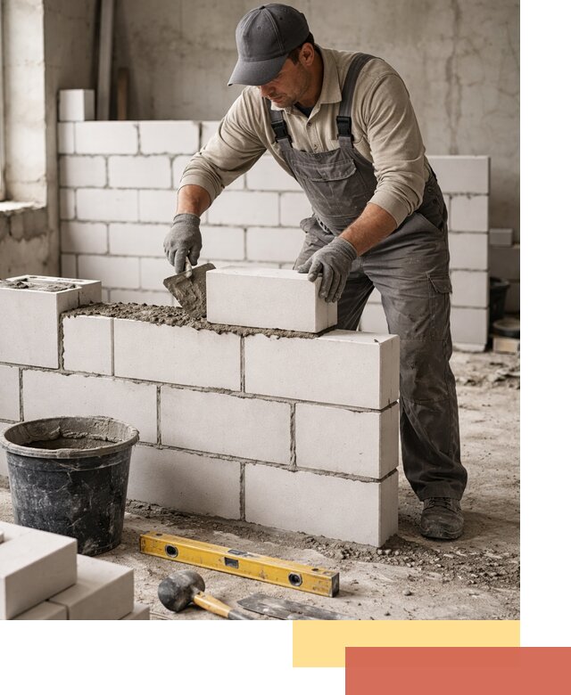 Кладка перегородок из силикатного блока в Краснотурьинске