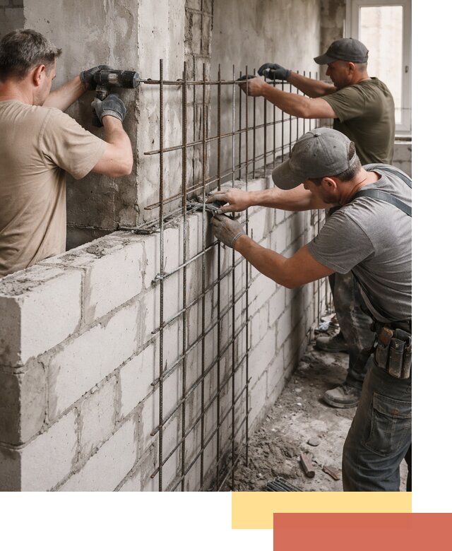 Армирование кладки перегородок в Краснотурьинске профессионально и надёжно