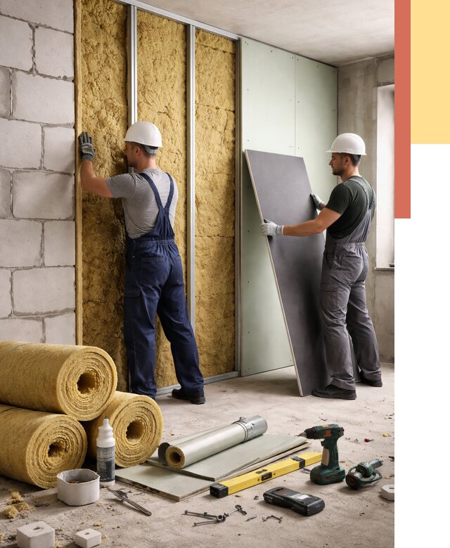 Шумоизоляция перегородок из блоков в Краснотурьинске от 1967 руб./м² — быстро и недорого | ОТДЕЛОЧНИК-Кту