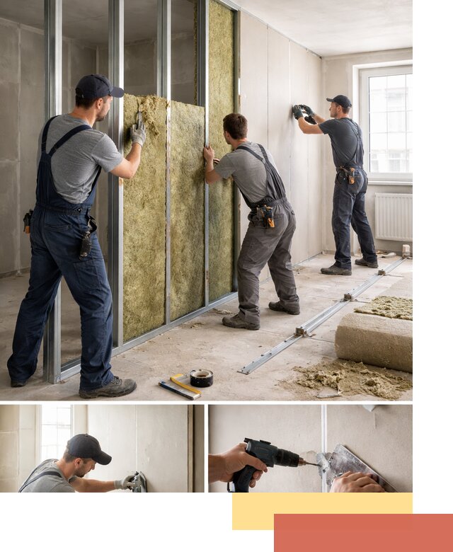 Перегородка из гипсокартона с шумоизоляцией в Краснотурьинске — монтаж под ключ