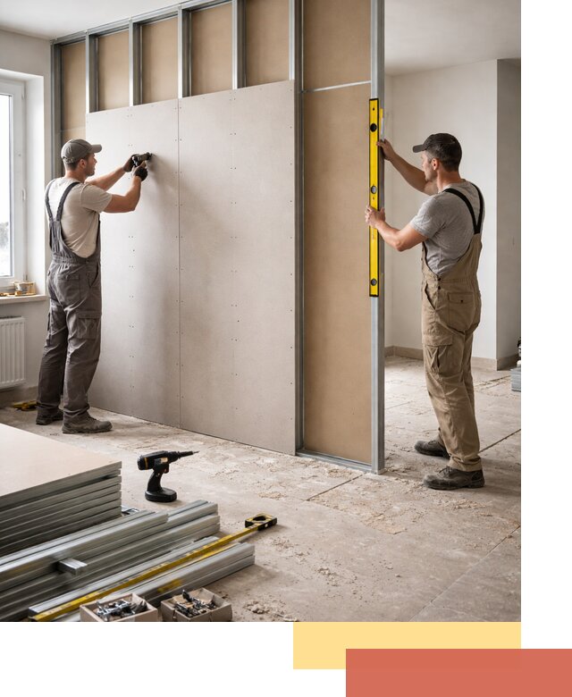 Зонирующая перегородка из гипсокартона под ключ в Краснотурьинске