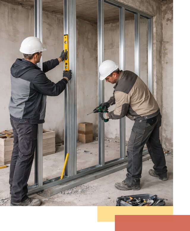 Монтаж каркаса перегородки из профиля в Краснотурьинске