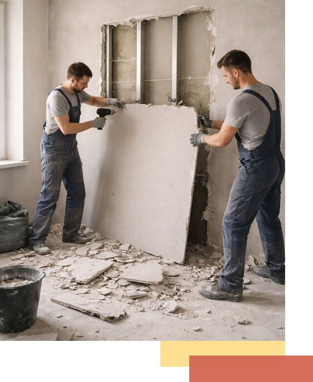 Демонтаж перегородки из гипсокартона в Краснотурьинске быстрый и аккуратный