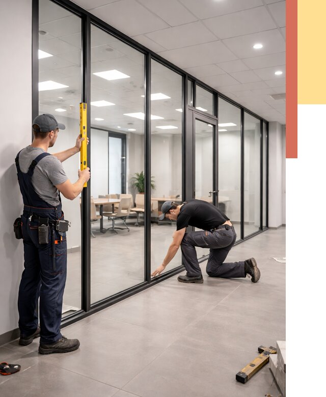 Каркасные стеклянные перегородки в Краснотурьинске под ключ от 9782 руб. | ОТДЕЛОЧНИК-Кту