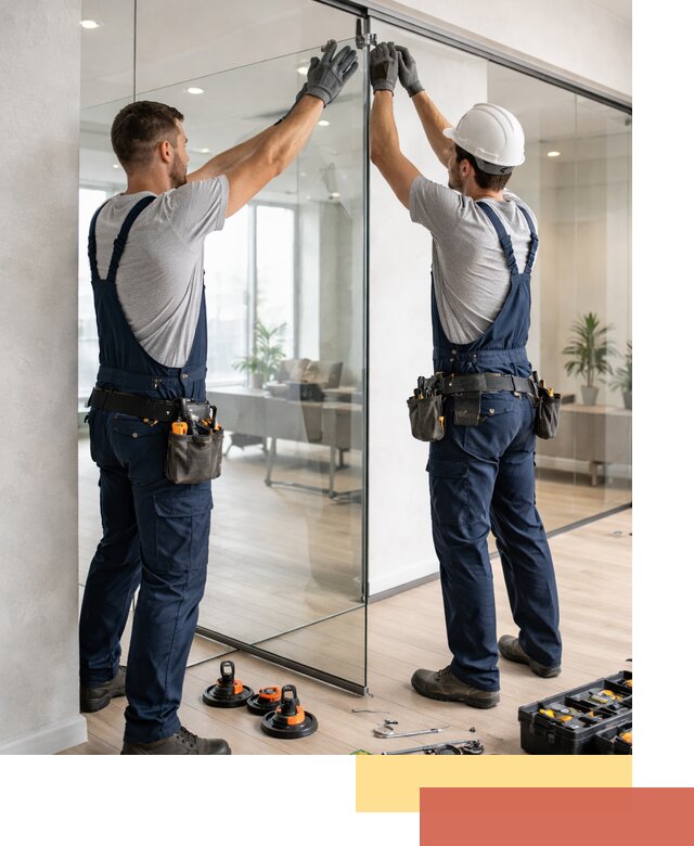 Безрамные стеклянные перегородки под ключ в Краснотурьинске