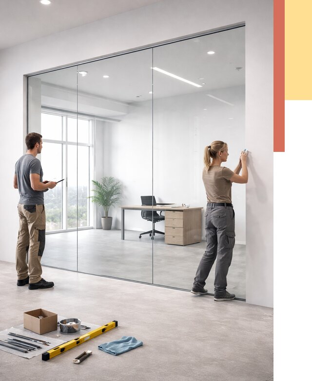 Перегородки из закаленного стекла в Краснотурьинске от 10101 руб. под ключ | ОТДЕЛОЧНИК-Кту