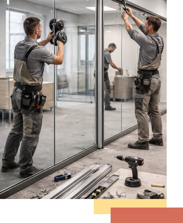 Стеклянные офисные перегородки под ключ в Краснотурьинске