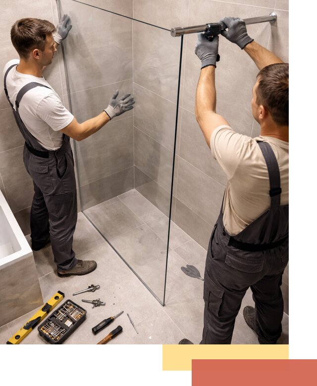 Стеклянные перегородки для душа в Краснотурьинске — изготовление и монтаж