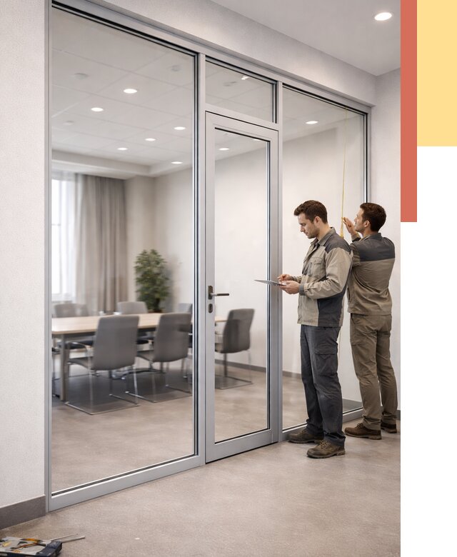 Установка и монтаж алюминиевых перегородок со стеклом в Краснотурьинске от 8719 руб. | ОТДЕЛОЧНИК-Кту