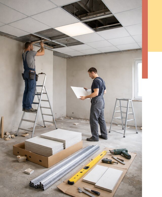 Монтаж потолка армстронг в Краснотурьинске от 4785 руб/м2 — быстрая установка под ключ | ОТДЕЛОЧНИК-Кту