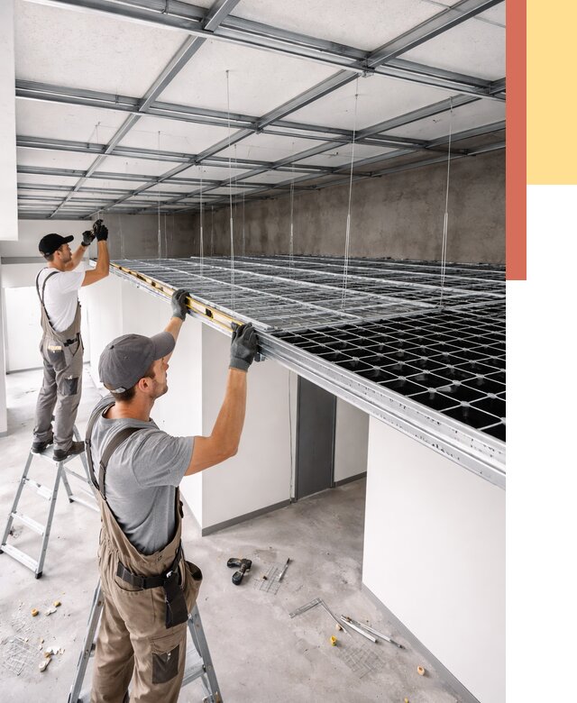 Монтаж потолка грильято в Краснотурьинске от 478 руб./м² — быстрая сборка под ключ | ОТДЕЛОЧНИК-Кту