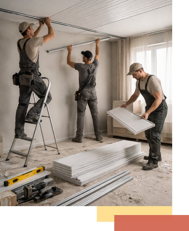 Монтаж потолка из ПВХ панелей в Краснотурьинске оперативно и качественно