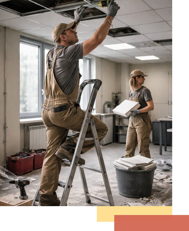 Ремонт потолка Армстронг и замена плит в Краснотурьинске