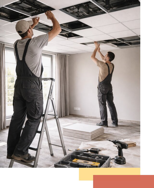 Замена плит подвесного потолка в Краснотурьинске быстро и качественно