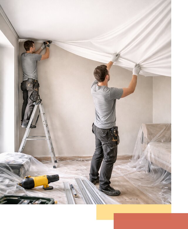 Монтаж тканевого натяжного потолка в Краснотурьинске недорого и быстро