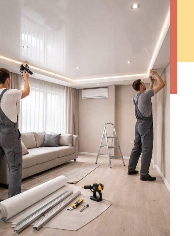 Монтаж глянцевого натяжного потолка в Краснотурьинске от 797 руб. под ключ | ОТДЕЛОЧНИК-Кту