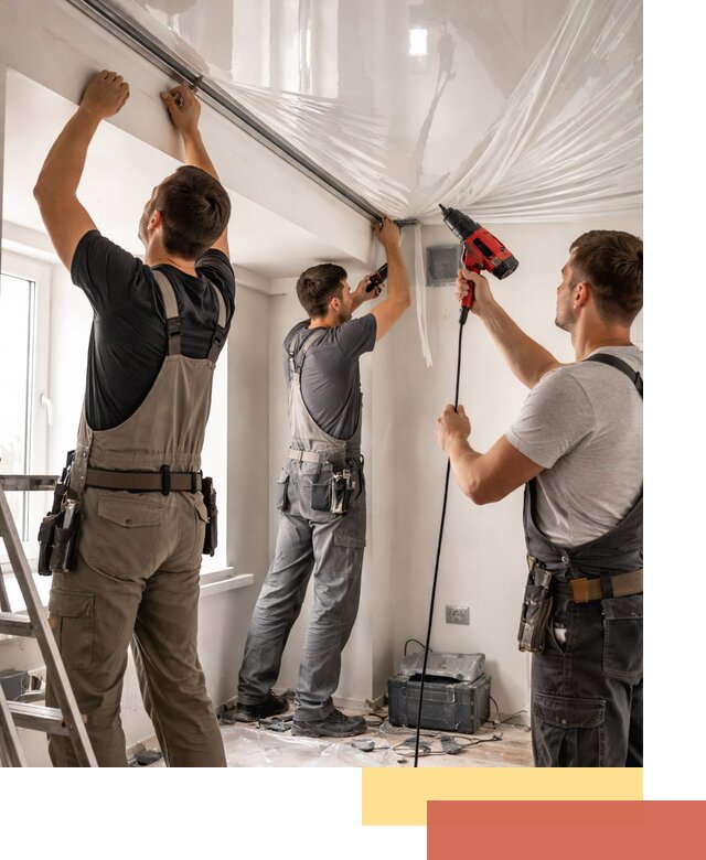 Монтаж глянцевого натяжного потолка в Краснотурьинске быстро и качественно