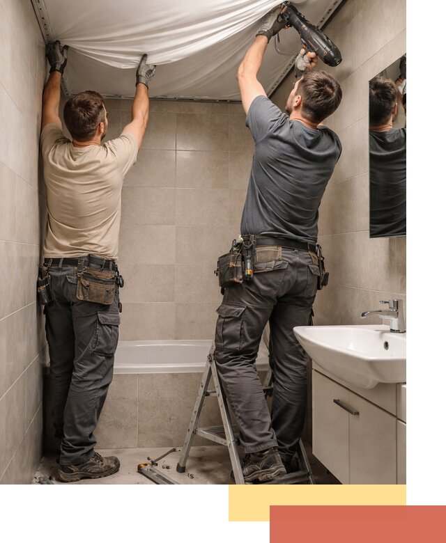 Монтаж натяжного потолка в ванной в Краснотурьинске быстро и качественно