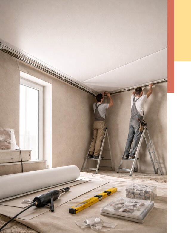 Монтаж натяжного потолка в спальне в Краснотурьинске от 4041 руб. под ключ | ОТДЕЛОЧНИК-Кту