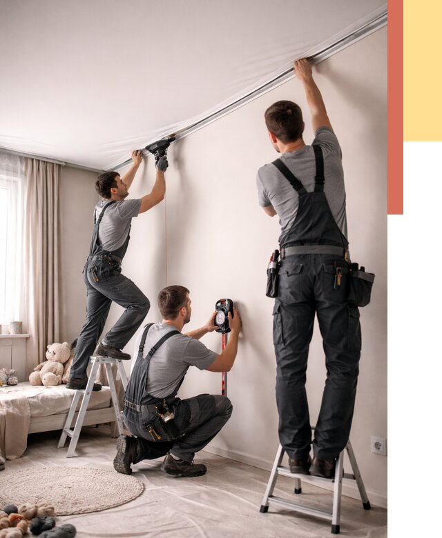 Монтаж натяжного потолка в детской в Краснотурьинске от 3722 руб. — быстро и недорого | ОТДЕЛОЧНИК-Кту