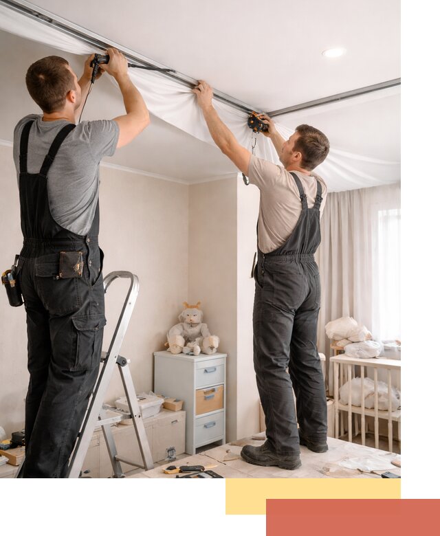 Монтаж натяжного потолка в детской комнате в Краснотурьинске