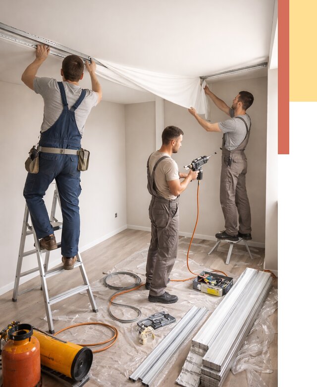 Монтаж натяжного потолка в студии в Краснотурьинске от 5848 руб. — быстро и недорого | ОТДЕЛОЧНИК-Кту