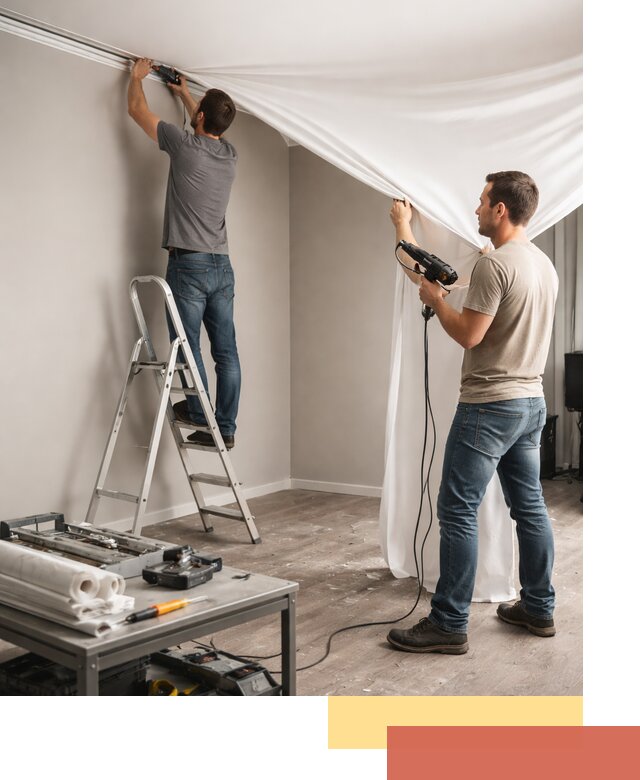 Монтаж натяжного потолка в студии в Краснотурьинске