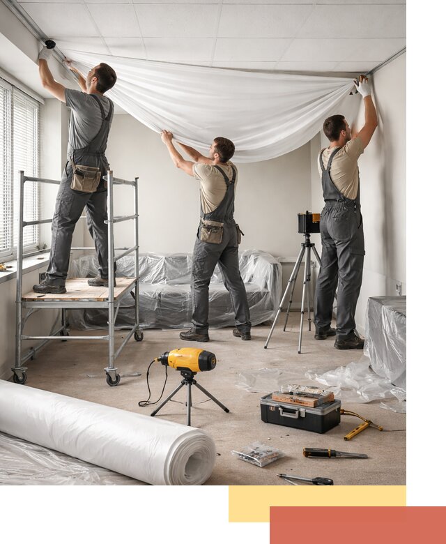 Монтаж натяжного потолка в офисе в Краснотурьинске