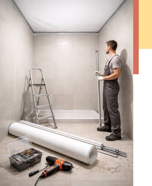 Монтаж натяжного потолка в санузле в Краснотурьинске от 1967 руб. — ОТДЕЛОЧНИК-Кту