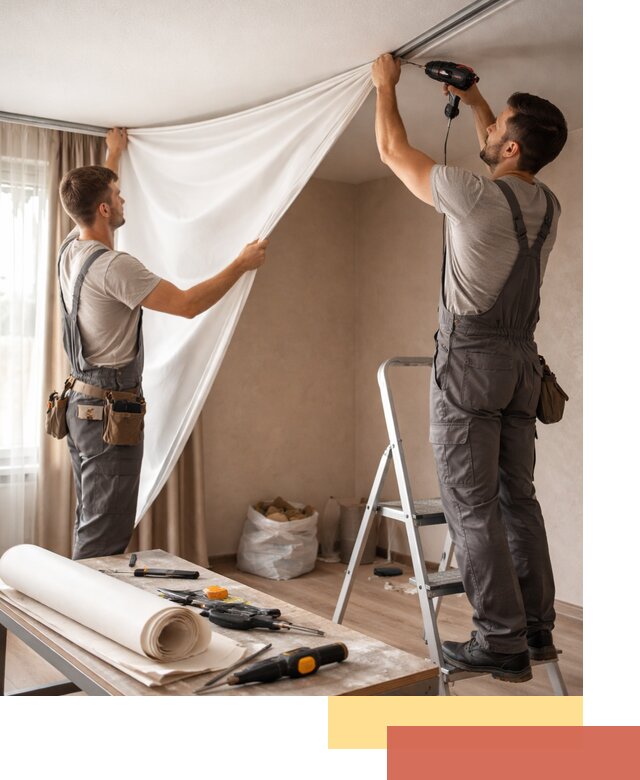 Замена полотна натяжного потолка в Краснотурьинске быстро и качественно