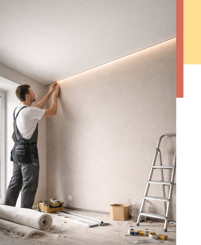 Теневые натяжные потолки в Краснотурьинске от 8719 руб. под ключ | ОТДЕЛОЧНИК-Кту